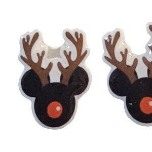 Acrylic Mouse Ears With Antlers Post Earrings - New
